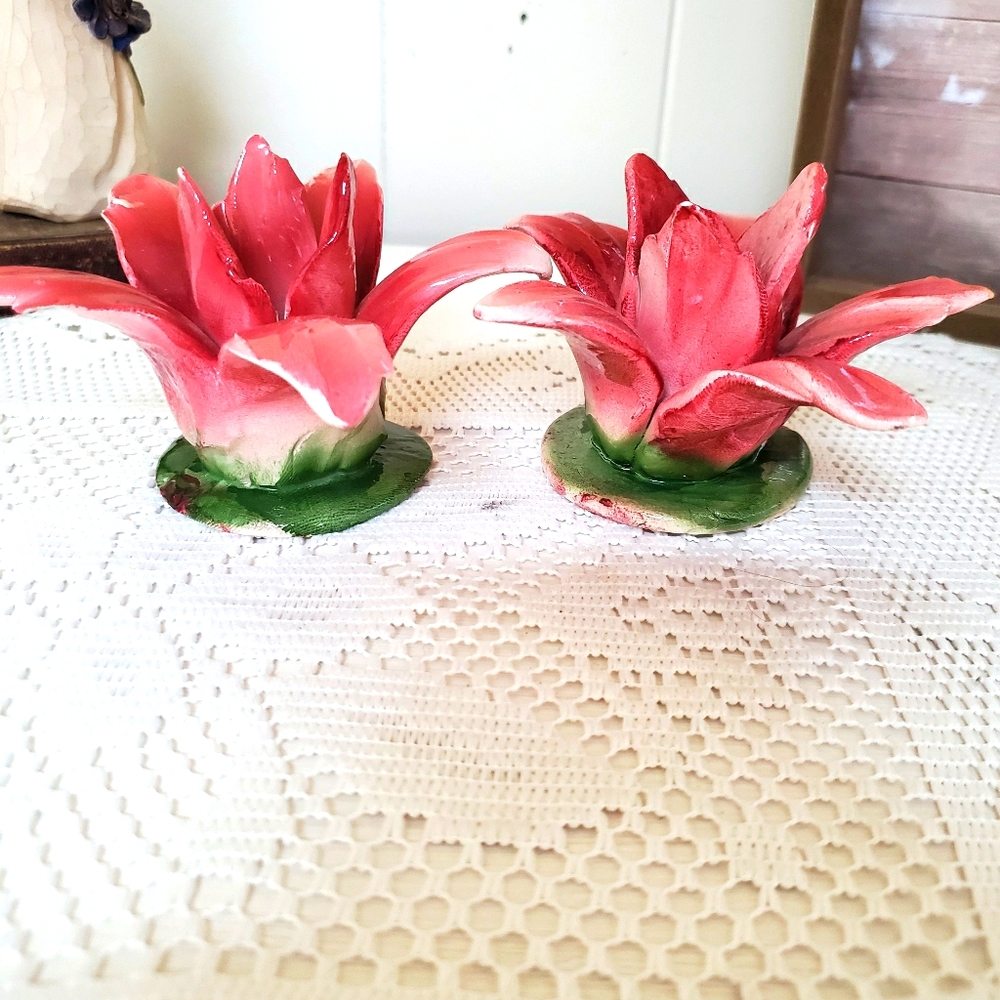Vintage Capodimonte flower candle holders
